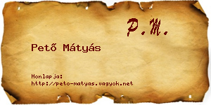 Pető Mátyás névjegykártya
